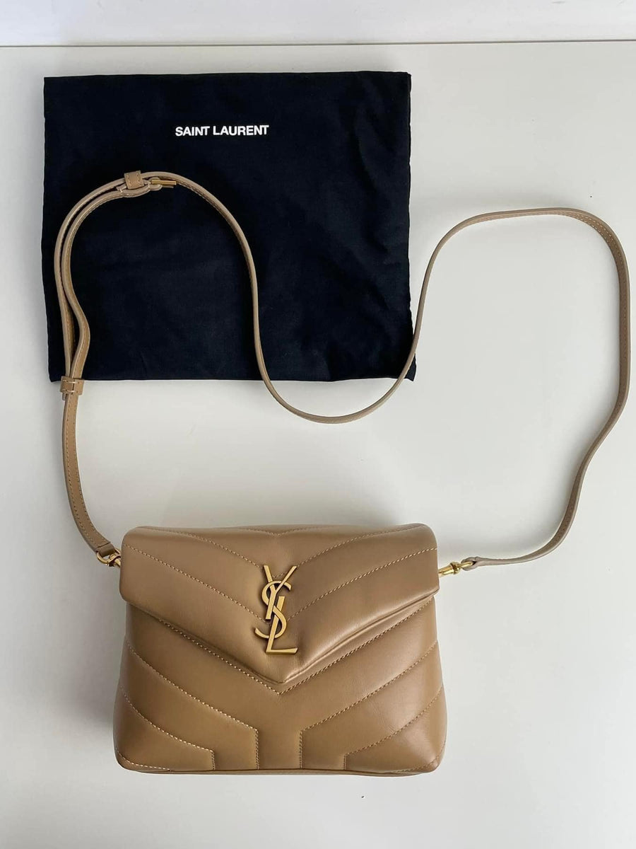Saint Laurent Toy Loulou Leather Shoulder Bag Beige