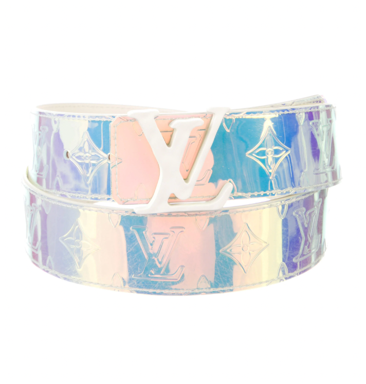 LV Shape Reversible Belt Limited Edition Monogram Prism PVC and Leather  Wide 90