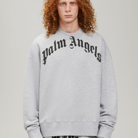Palm Angels Curved Logo Grey Sweatshirt