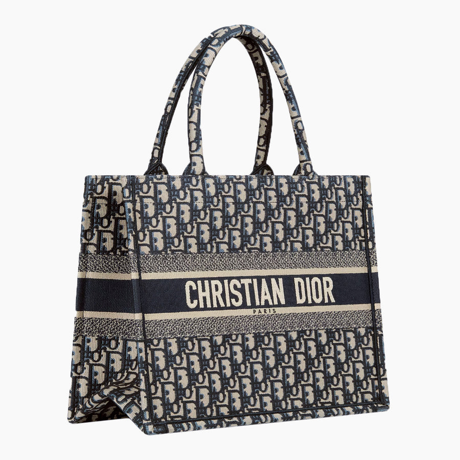 Dior Oblique Embroidery Medium Book Tote Bag