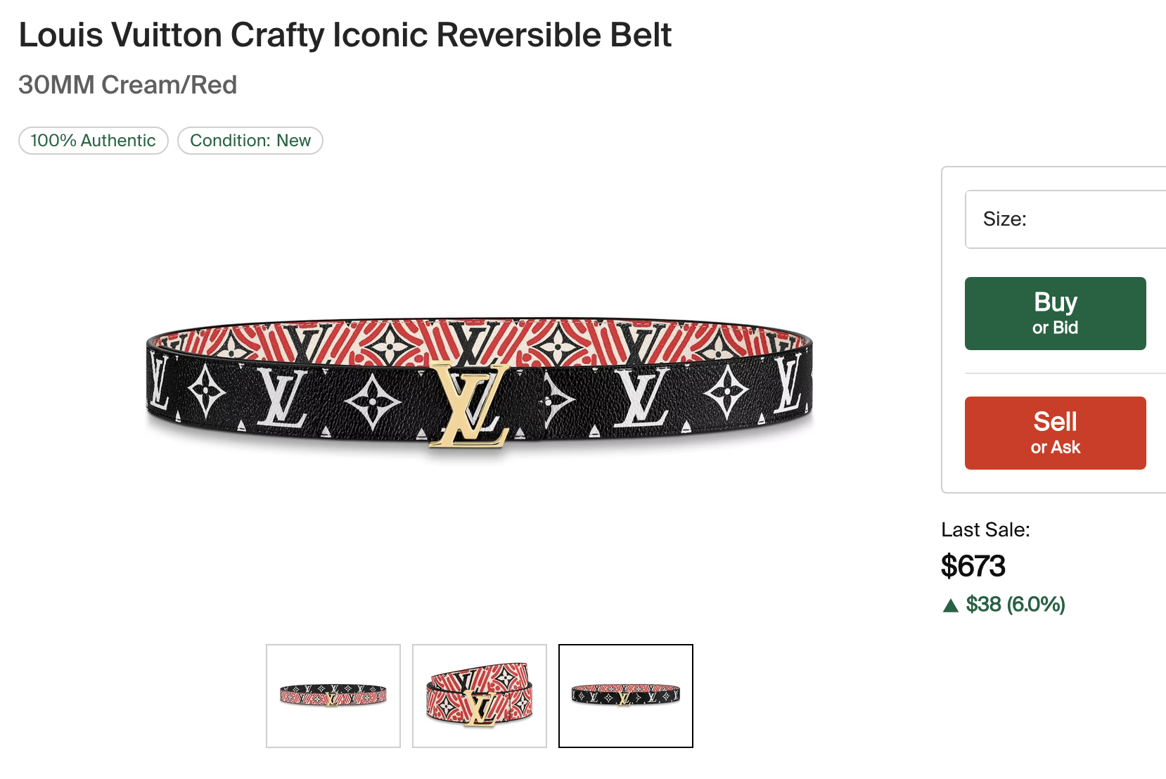 Louis Vuitton Crafty Iconic Reversible Belt 30MM Cream/Red in