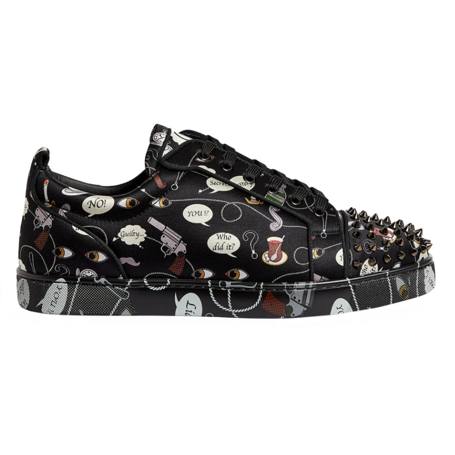 Louis Junior Spikes - Sneakers - Calf leather, coated canva Techno CL,  nappa leather and spikes - White - Christian Louboutin