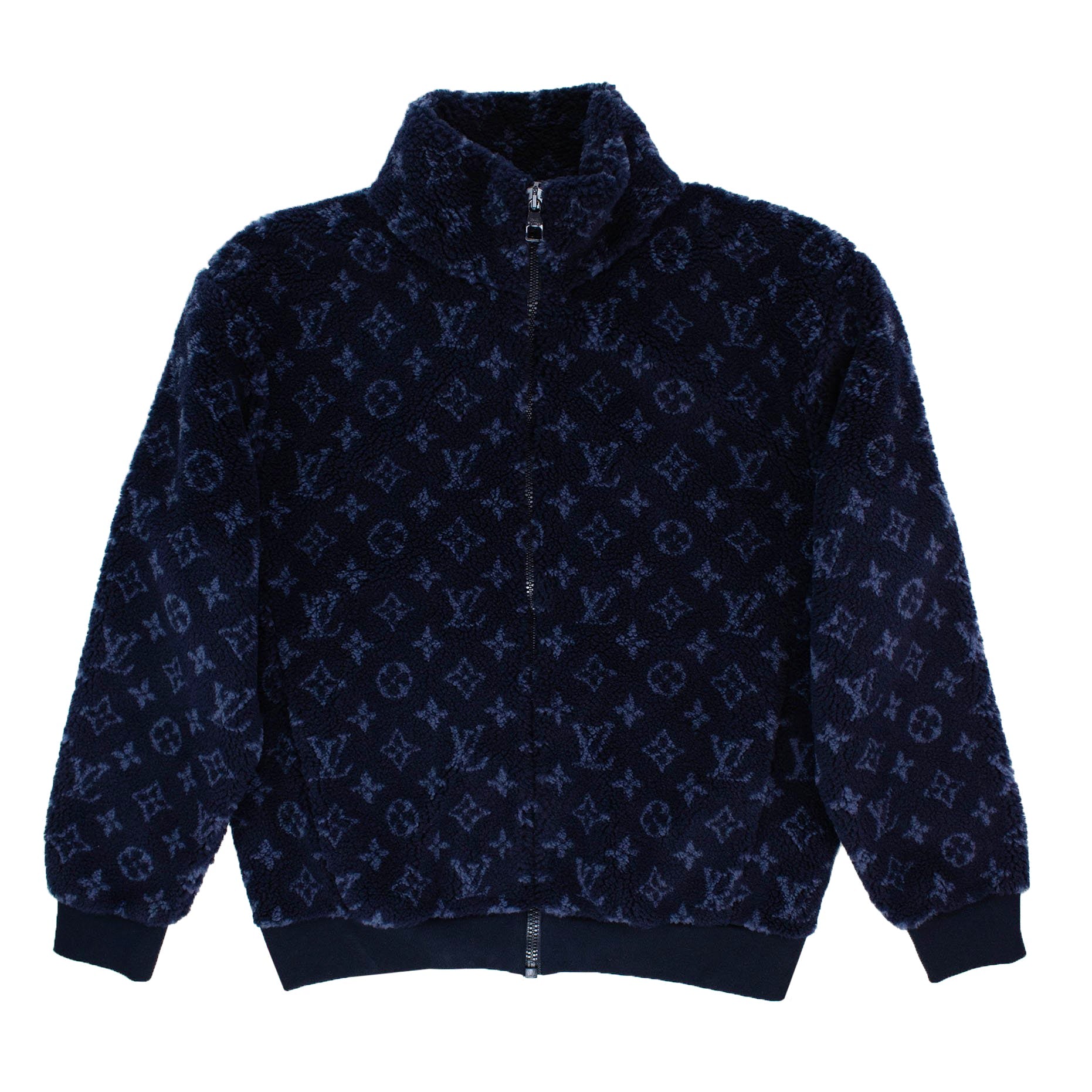 LOUIS VUITTON LV Monogram Jacquard Fleece Zip-Through Jacket Blue