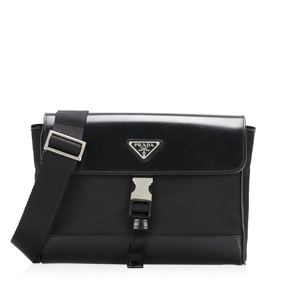 Prada Re-Nylon Leather Messenger Bag