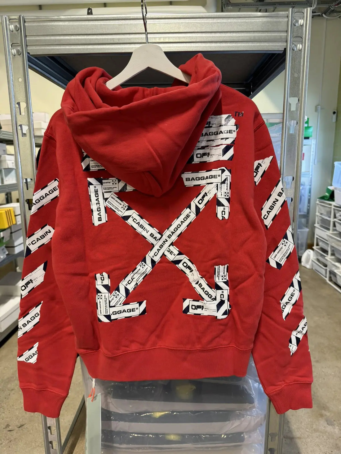 Off-White Tape Arrow Hoodie Red