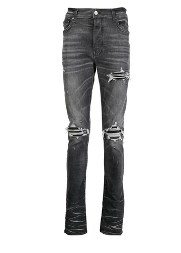 Amiri MX1 Storm Grey Leather Jeans