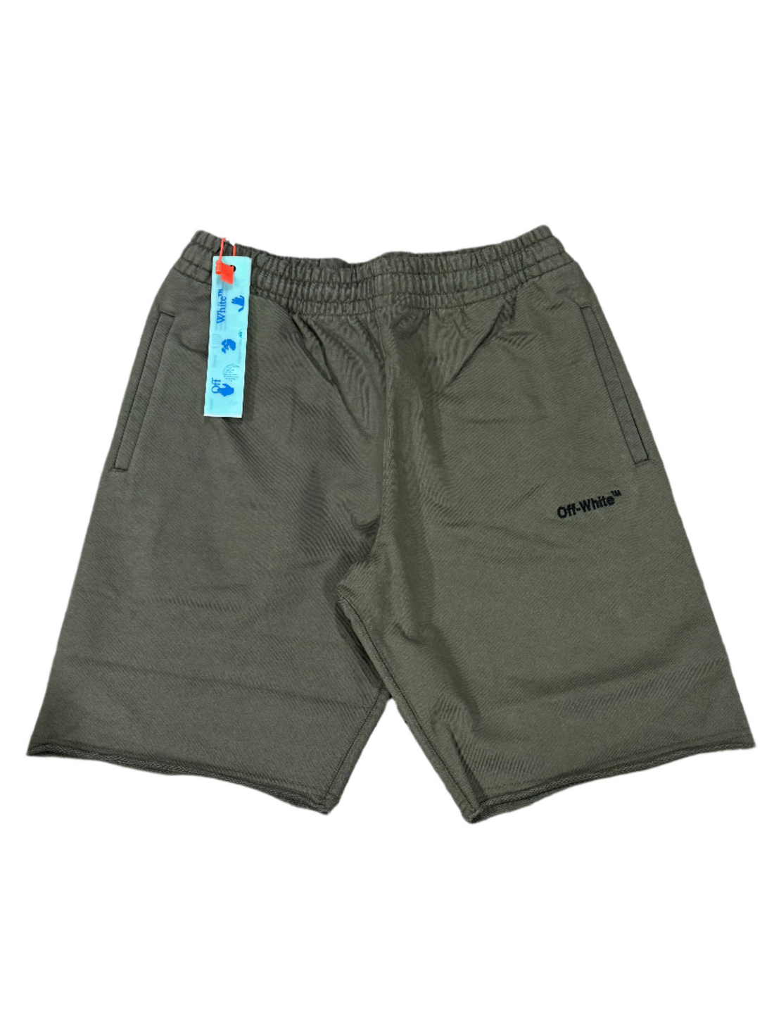 Off-White Helvetica Logo Sweatshorts Army Green