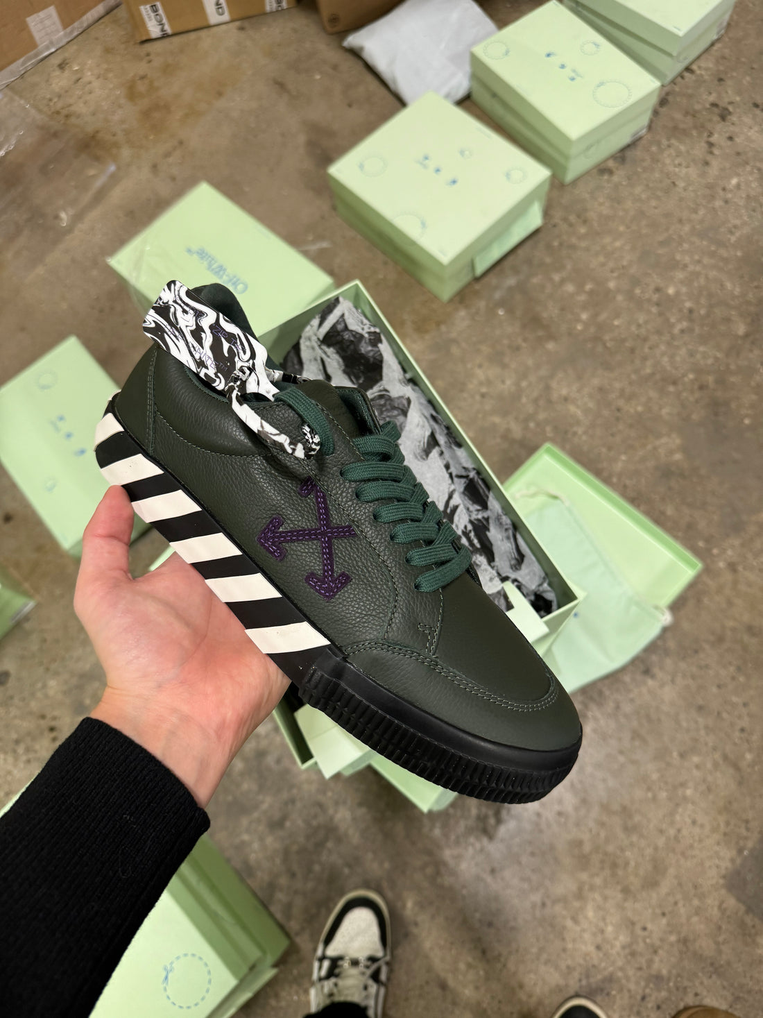 Off-White Vulcanzied Sneaker Leather Green Purple