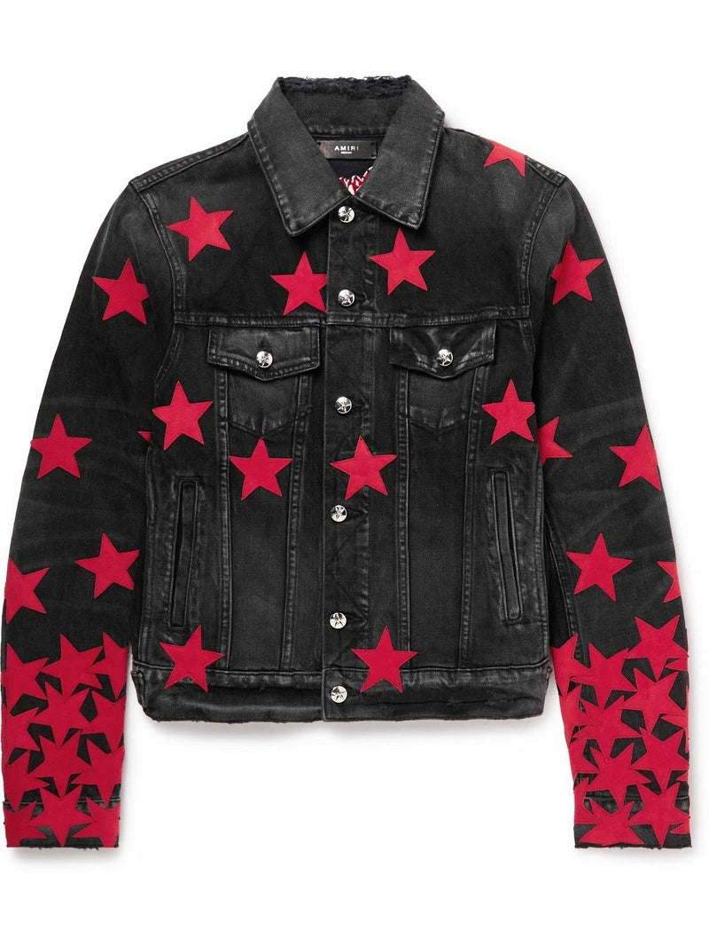 Amiri Chemist Star Suede Denim Trucker Jacket