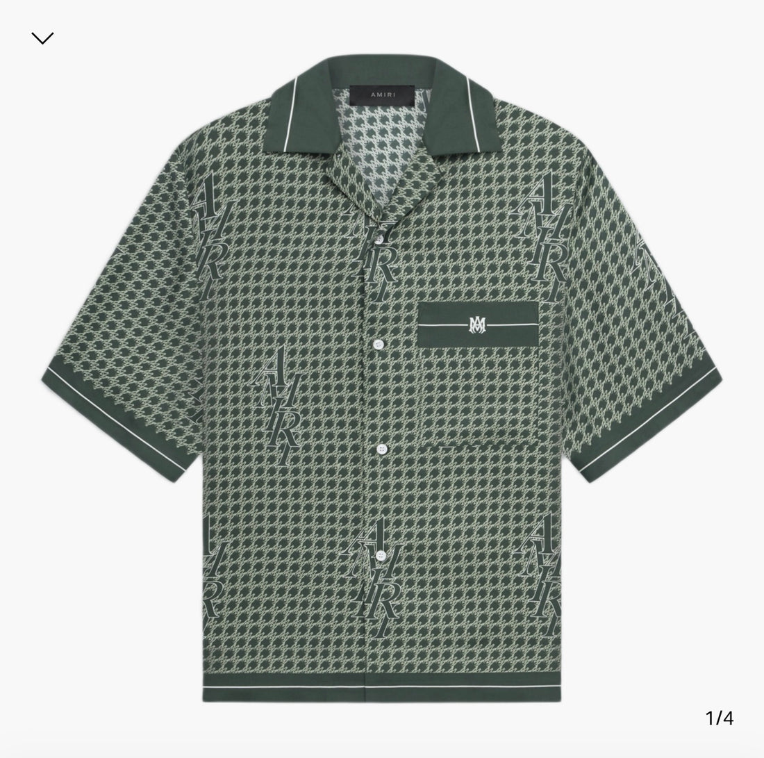 Amiri Houndstooth Bowling Silk Shirt