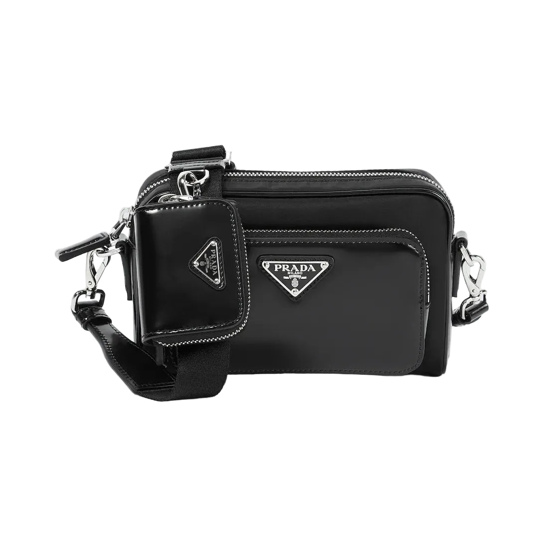 Prada Leather-trimmed Crossbody Messenger Bag