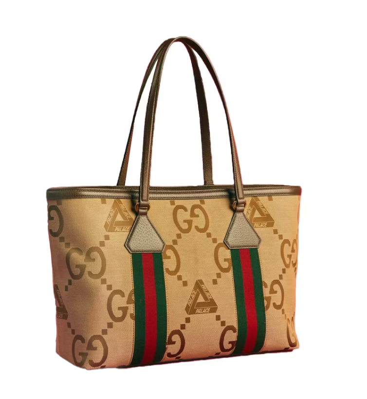 Palace x Gucci GG Jumbo Canvas Web Detail Tote Bag