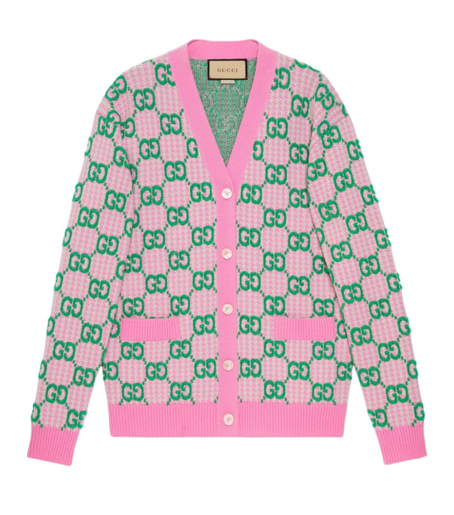 Gucci GG Pink Wool Cardigan