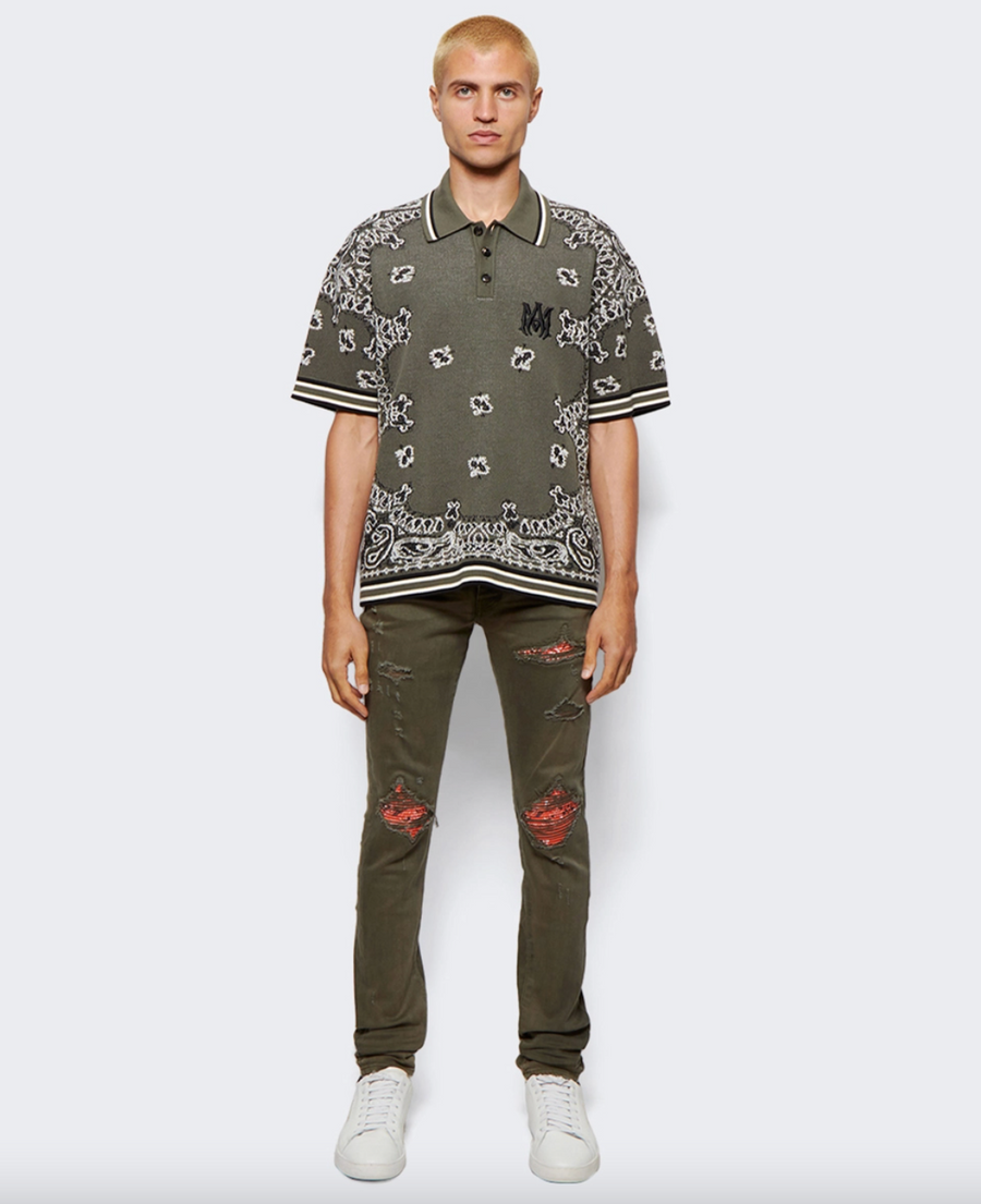 Amiri Bandana Military Green MX1 Jeans