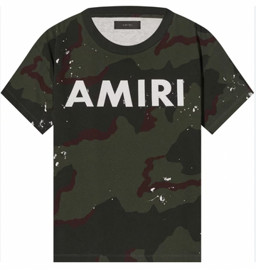 Amiri Camouflage Paint Splatter Logo T-Shirt