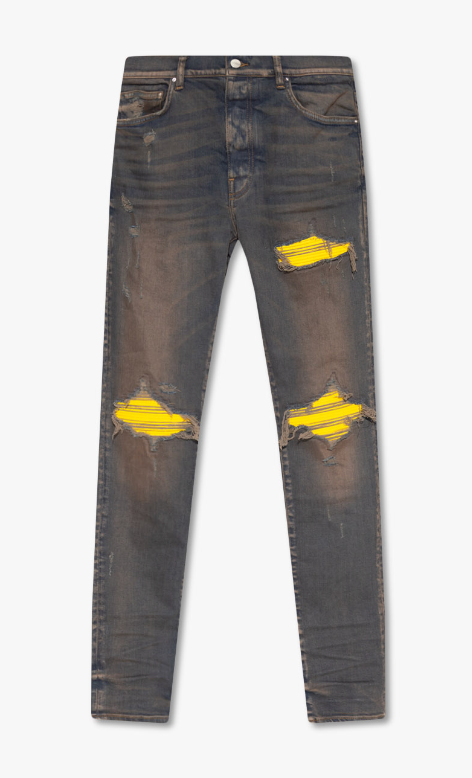 Amiri MX1 Ultrasuede Dark Indigo Yellow