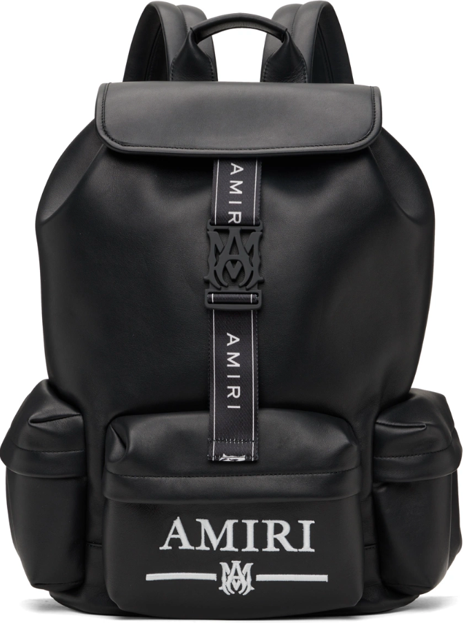 Amiri Nappa Leather Embroidery Backpack Black