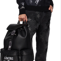 Amiri Nappa Leather Embroidery Backpack Black