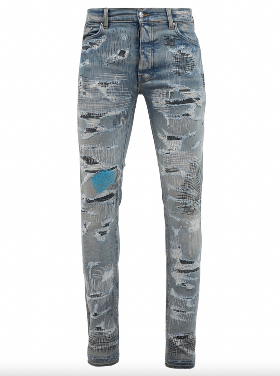 Amiri All Over Repairs Jean Clay Indigo