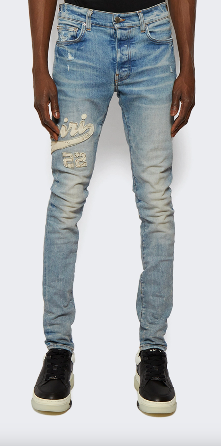 Amiri Varsity Applique Logo Jeans Clay