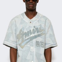 Amiri Patchwork Baseball Shirt Stone