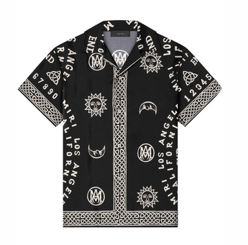 Amiri Ouija Board Bowling Silk Shirt Black