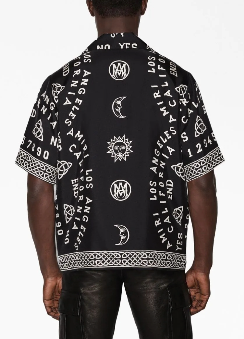 Amiri Ouija Board Bowling Silk Shirt Black