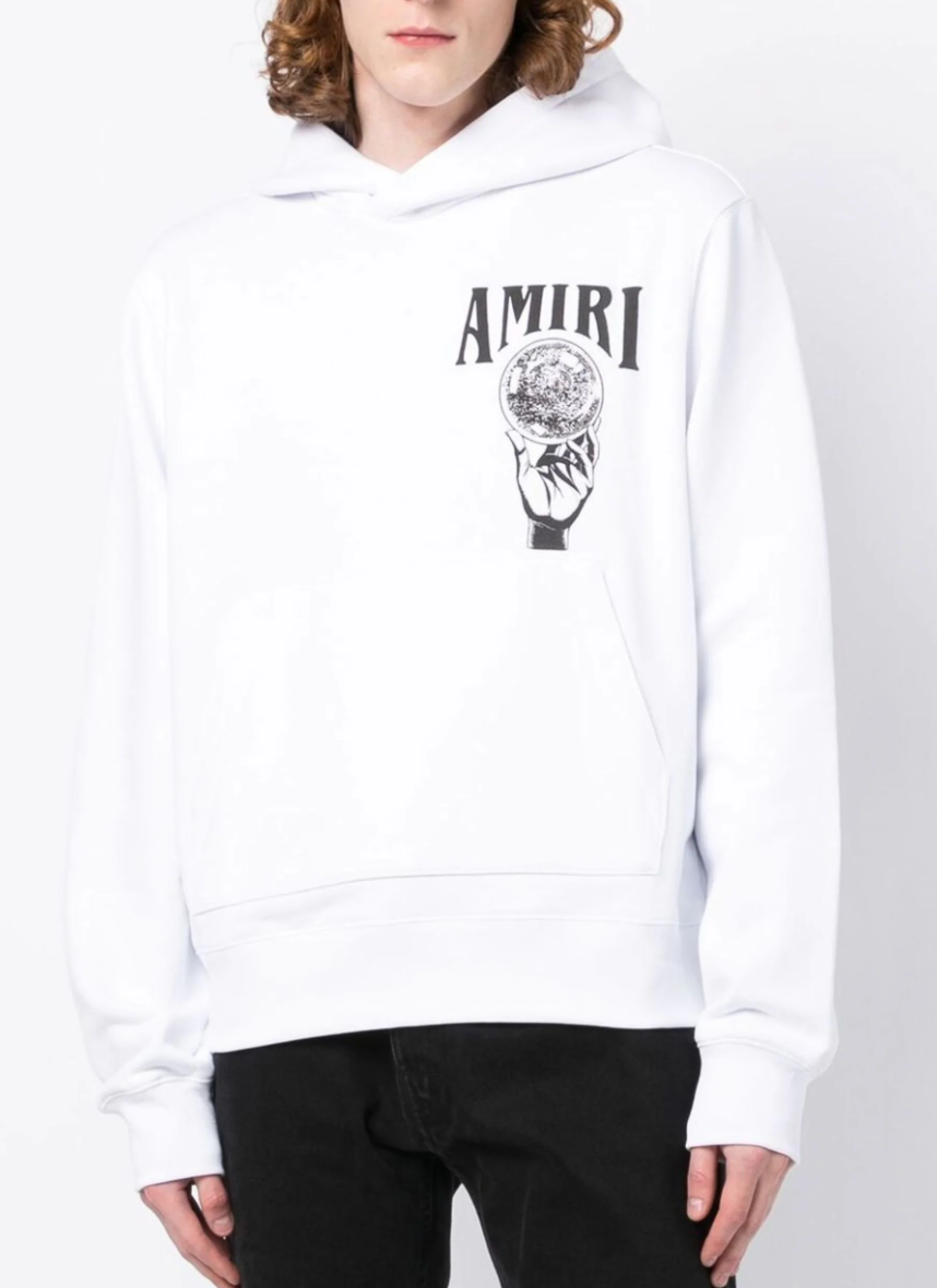 Amiri Crystal Ball Hoodie White