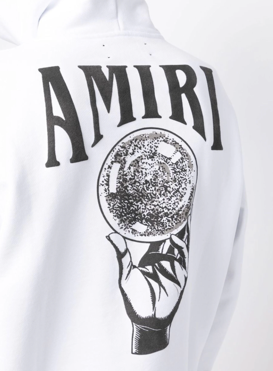 Amiri Crystal Ball Hoodie White