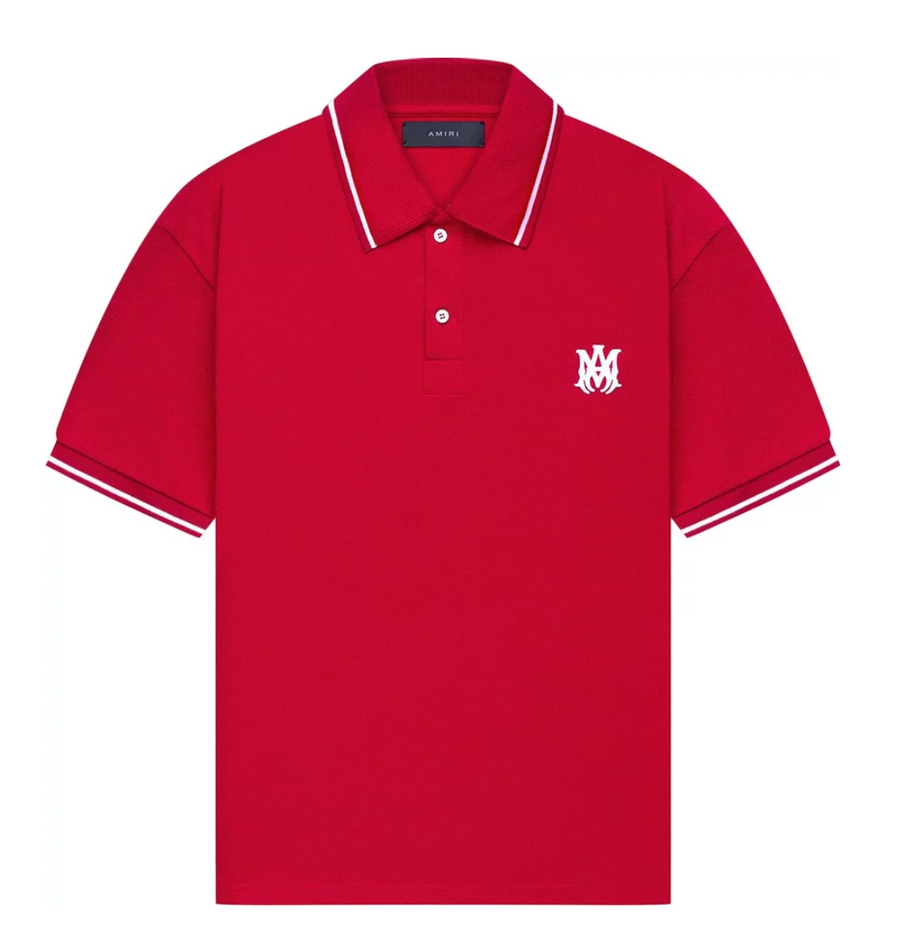 Amiri MA Tipped Pique Polo Red