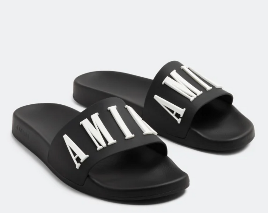 Amiri Logo Pool Slide Black