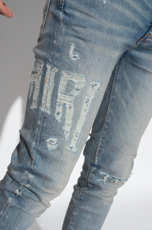 Amiri Distressed Logo Jeans Clay