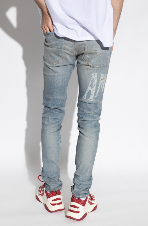 Amiri Distressed Logo Jeans Clay