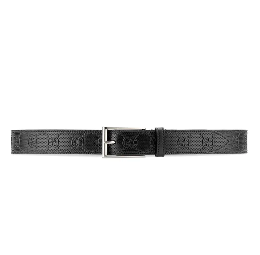 Gucci Signature GG Embossed Leather Belt