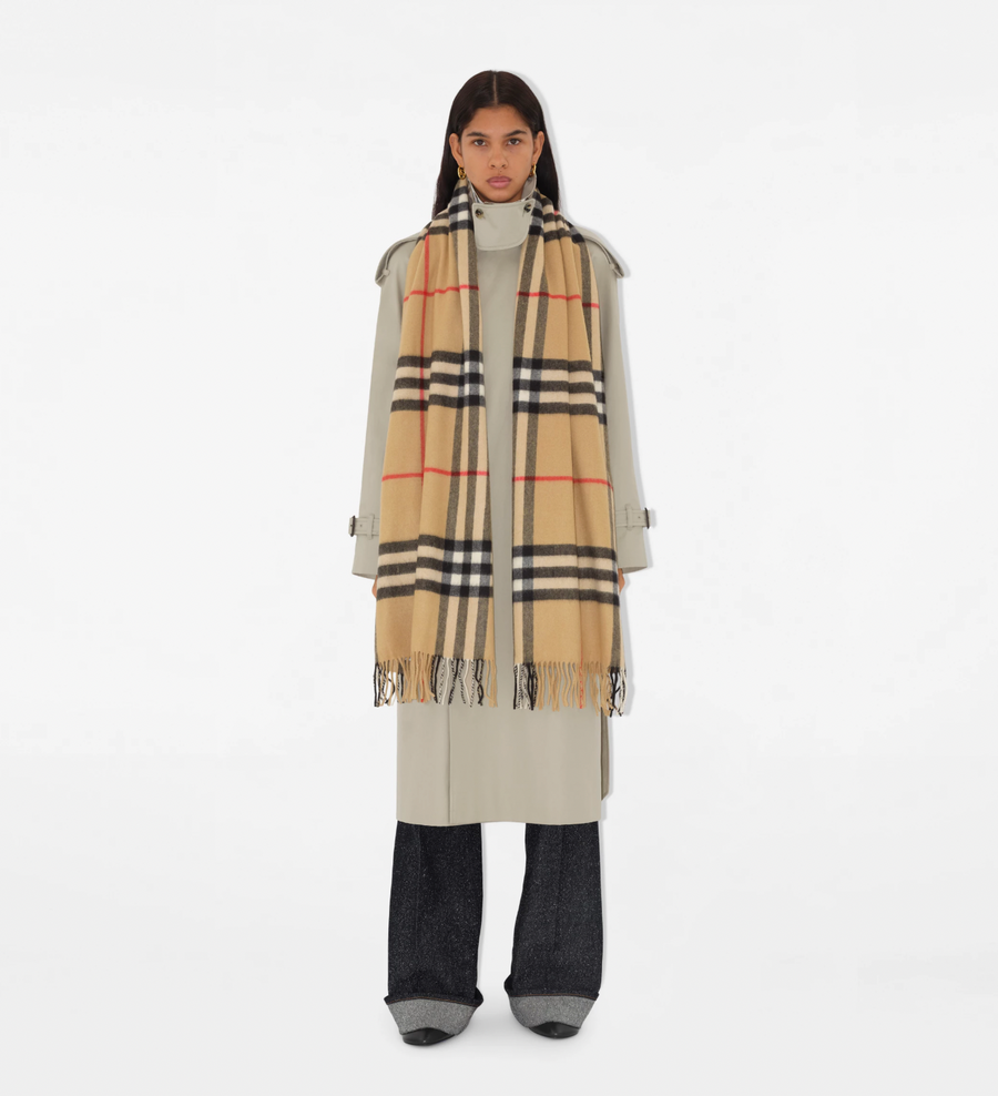 Burberry Wide Check Cashmere Scarf