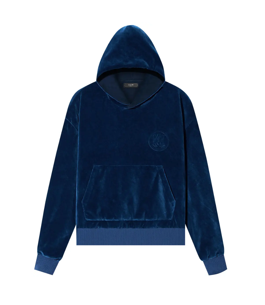 Amiri Velour Hoodie Blue