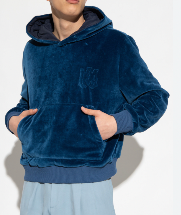 Amiri Velour Hoodie Blue