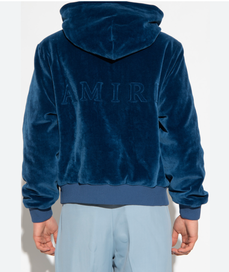 Amiri Velour Hoodie Blue
