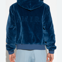 Amiri Velour Hoodie Blue