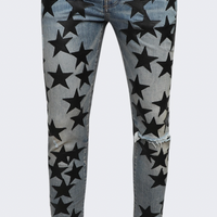 Amiri Chemist Leather Stars Jean Clay Indigo
