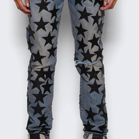 Amiri Chemist Leather Stars Jean Clay Indigo