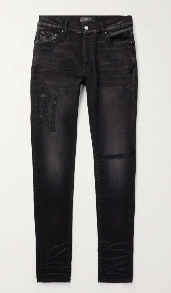 Amiri Distressed Amiri Logo Jean Aged Black