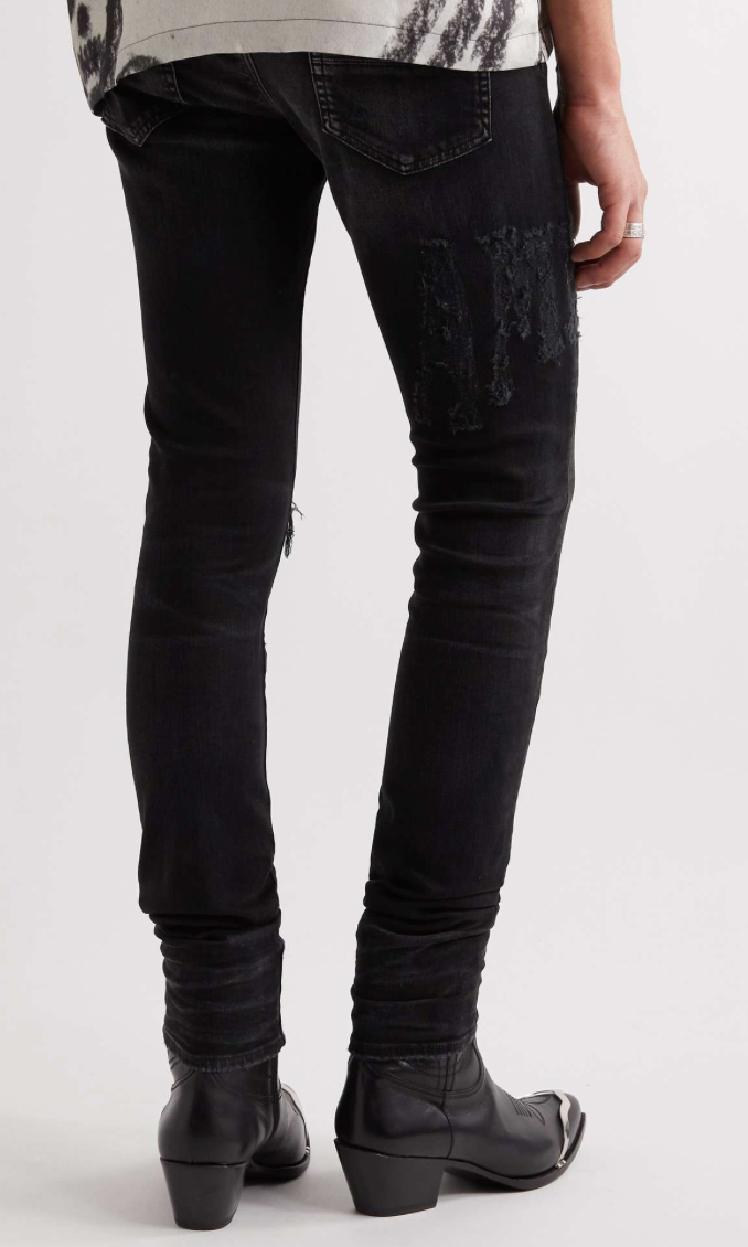 Amiri Distressed Amiri Logo Jean Aged Black