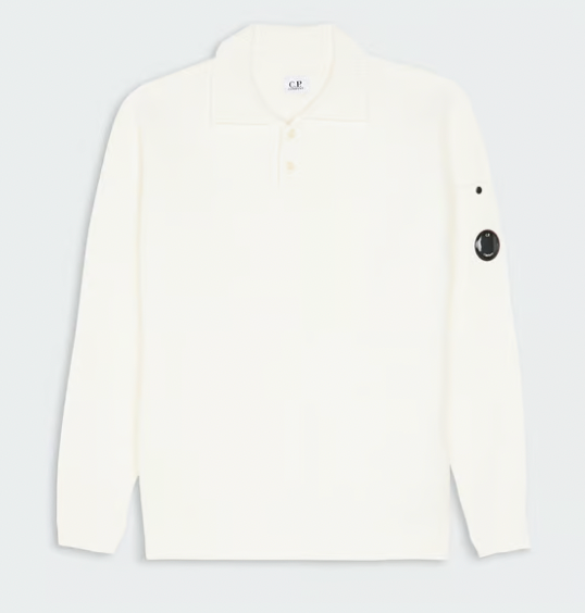 C.P Company Polo Collar Sweater White
