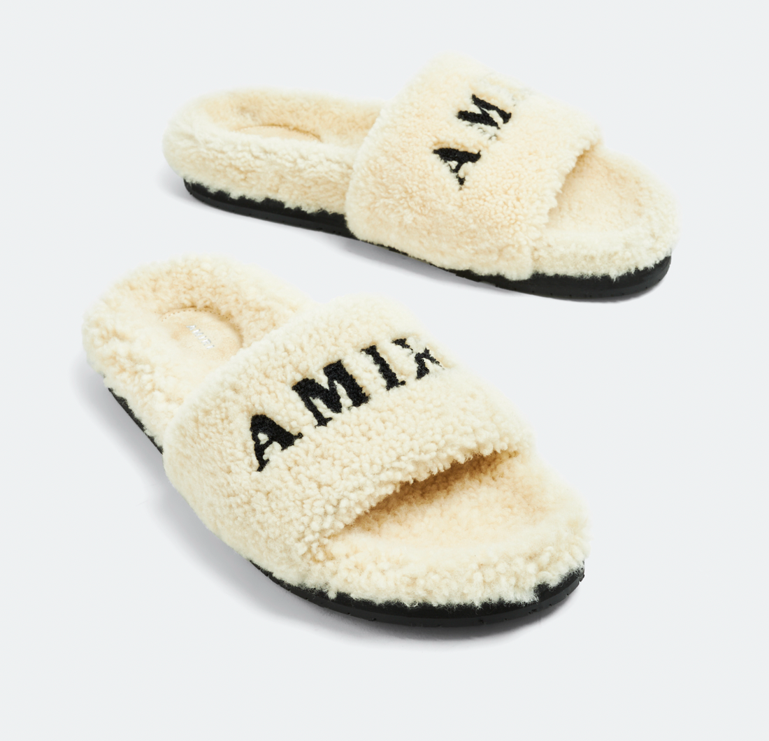 Amiri Logo Shearling Slippers
