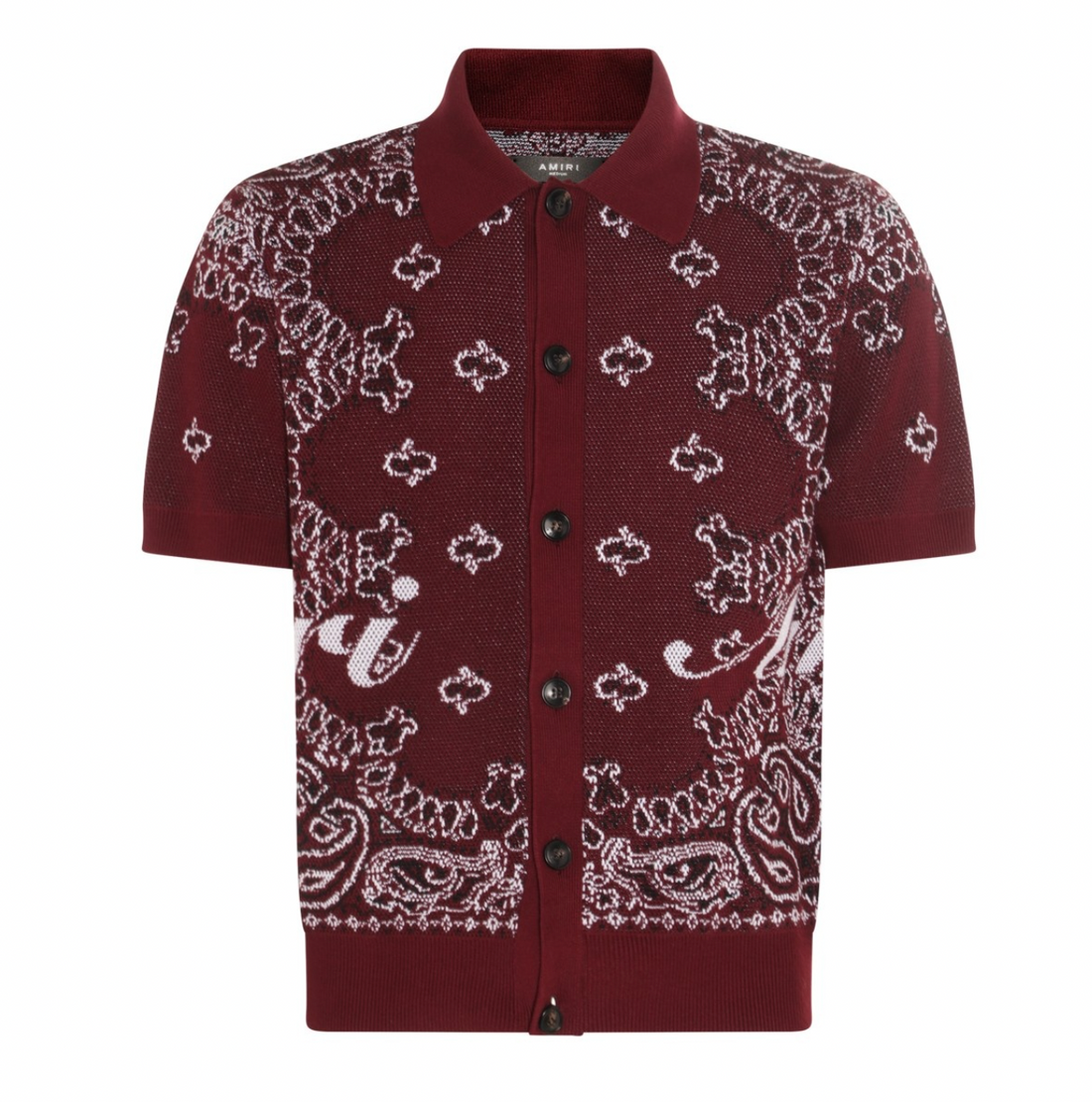 Amiri Cotton Bandana SS Polo Burgundy