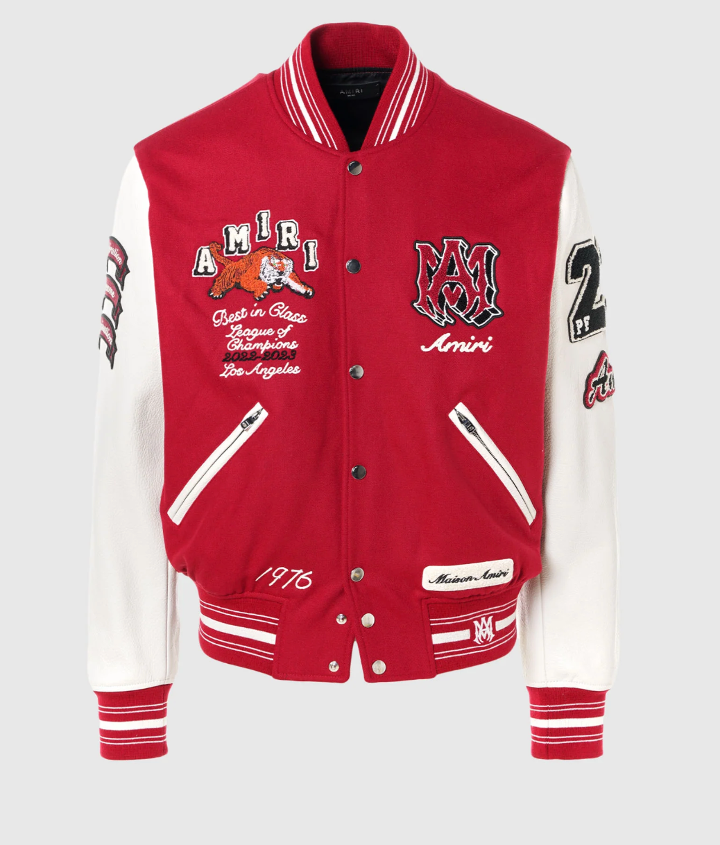 Amiri Vintage Patch Varsity Bomber Red