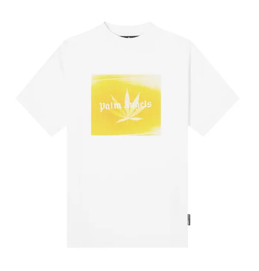 Palm Angels Leaf Classic T-Shirt White Yellow