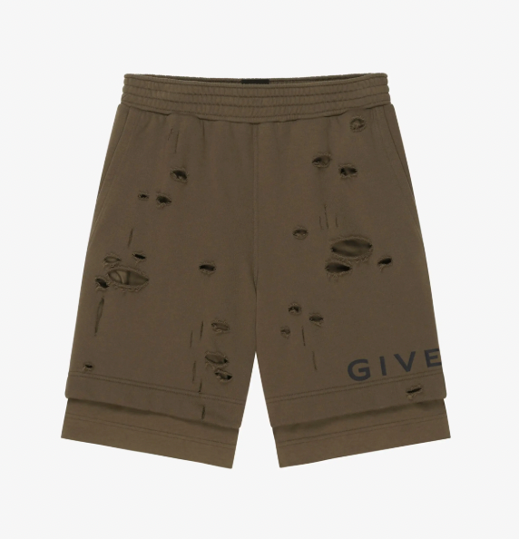 Givenchy Cut Out Logo Shorts Khaki