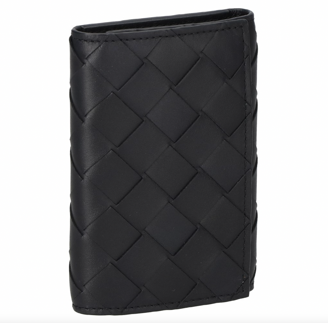 Bottega Veneta Intrecciato Leather Key Pouch Black